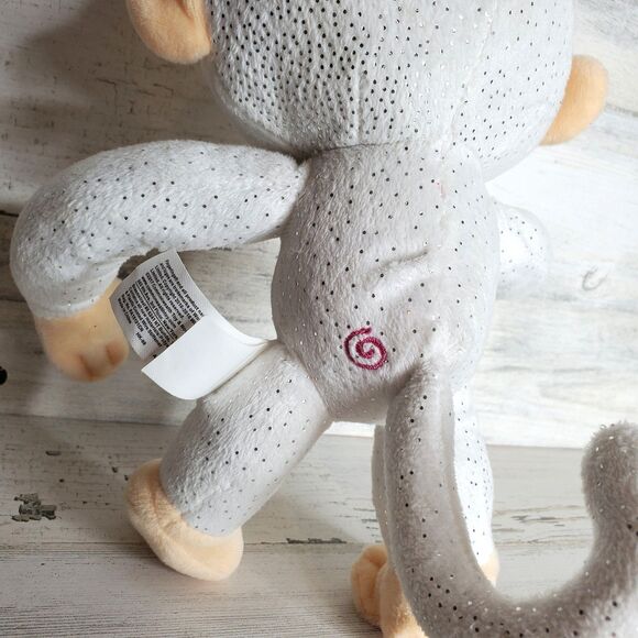 Fingerlings Plush Monkey White w/ Silver Glitter Poseable Limbs 9" Stuffed Toy - Picture 6 of 8